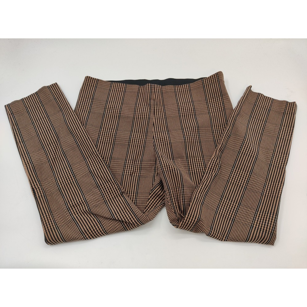 A New Day Womens Brown Black Glen Plaid Skinny Pull On Pants Size 14 Stretch